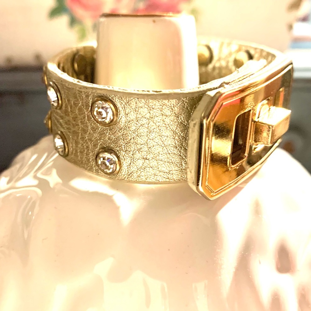 Gold Studded Bracelet with Rhinestones